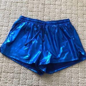 Blue shiny shorts